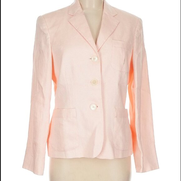 LAUREN Ralph Lauren 100% Linen Baby Pink 3 Pocket Blazer - Picture 4 of 6